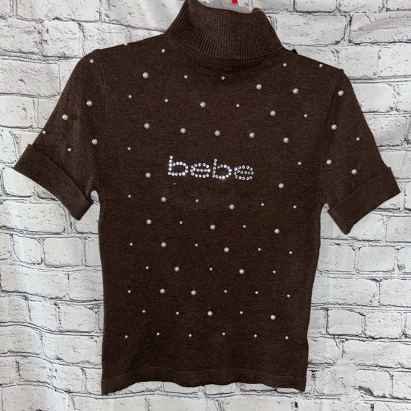 Bebe Brown Sweater Turtle Neck Shirt - Picture 1 of 8
